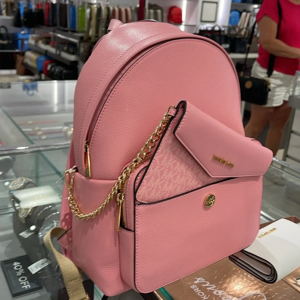 MICHAEL KORS Maisie Medium Pebbled Leather 2-in-1 Backpack Carnation NWT